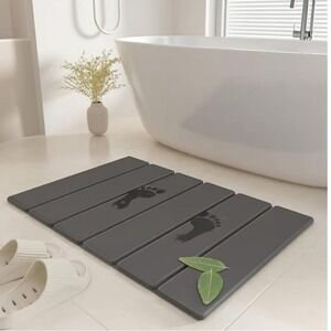 SYIPO Diatomite Stone Bath Mat Foldable Non Slip Quick Dry Bathroom Mat Gray